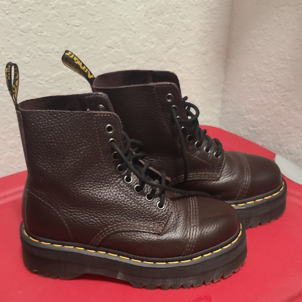 Dr Marten Quad Platforms Brown Leather